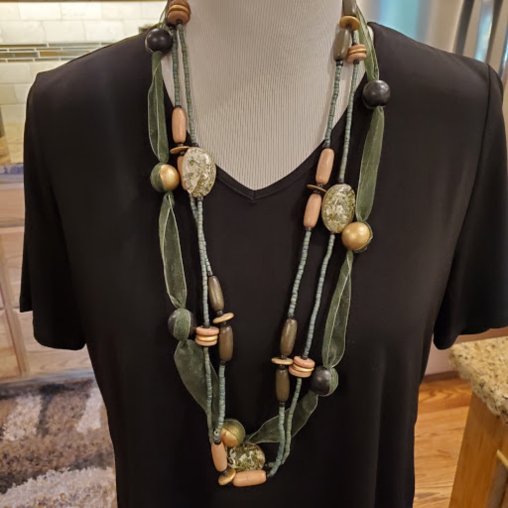 Beaded and Ribbon Necklace